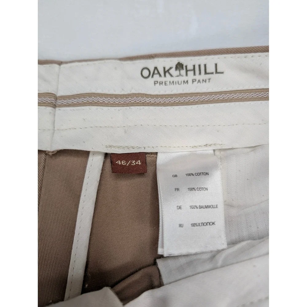 Oak Hill Mens Pleated Khaki Pants 46x34 Cotton Classic Fit‎ Casual Trousers